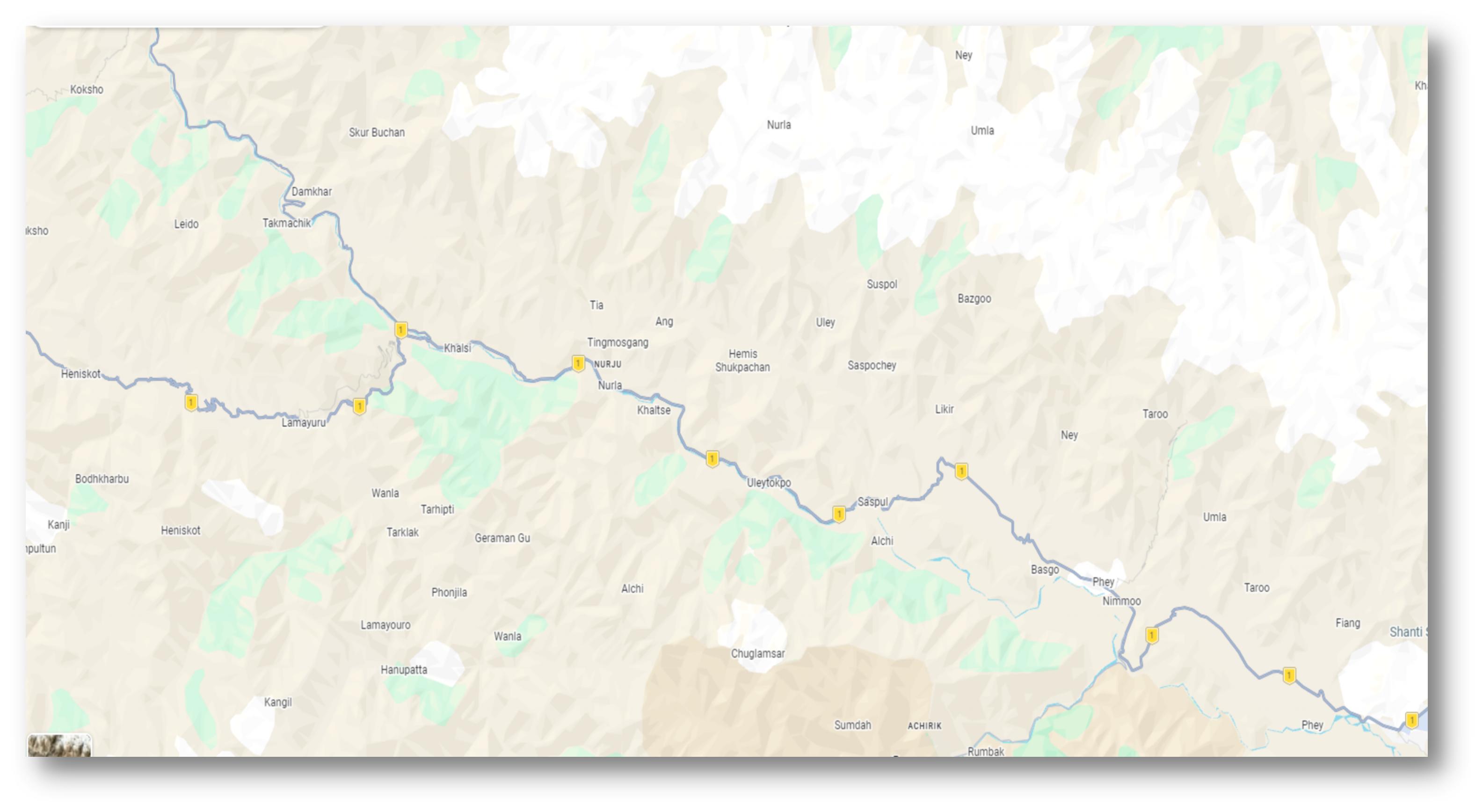 Hand-drawn Sham Valley travel route map